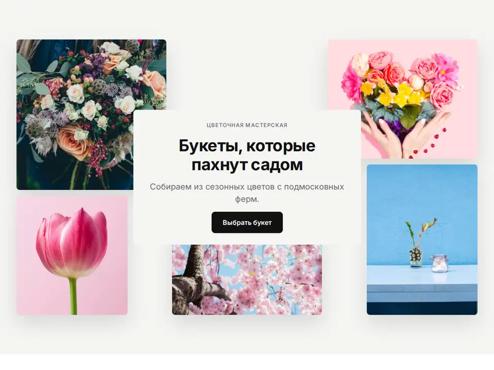 Блок Woove Select «Коллаж с текстом по центру»